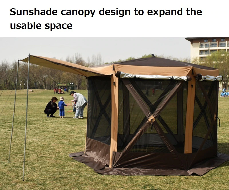 Cheap Goat Tents Outdoor Fully Automatic Camping Tent Movable Hexagonal Tent Pergola Awning Breathable Anti mosquito Family Party Travel Tent   